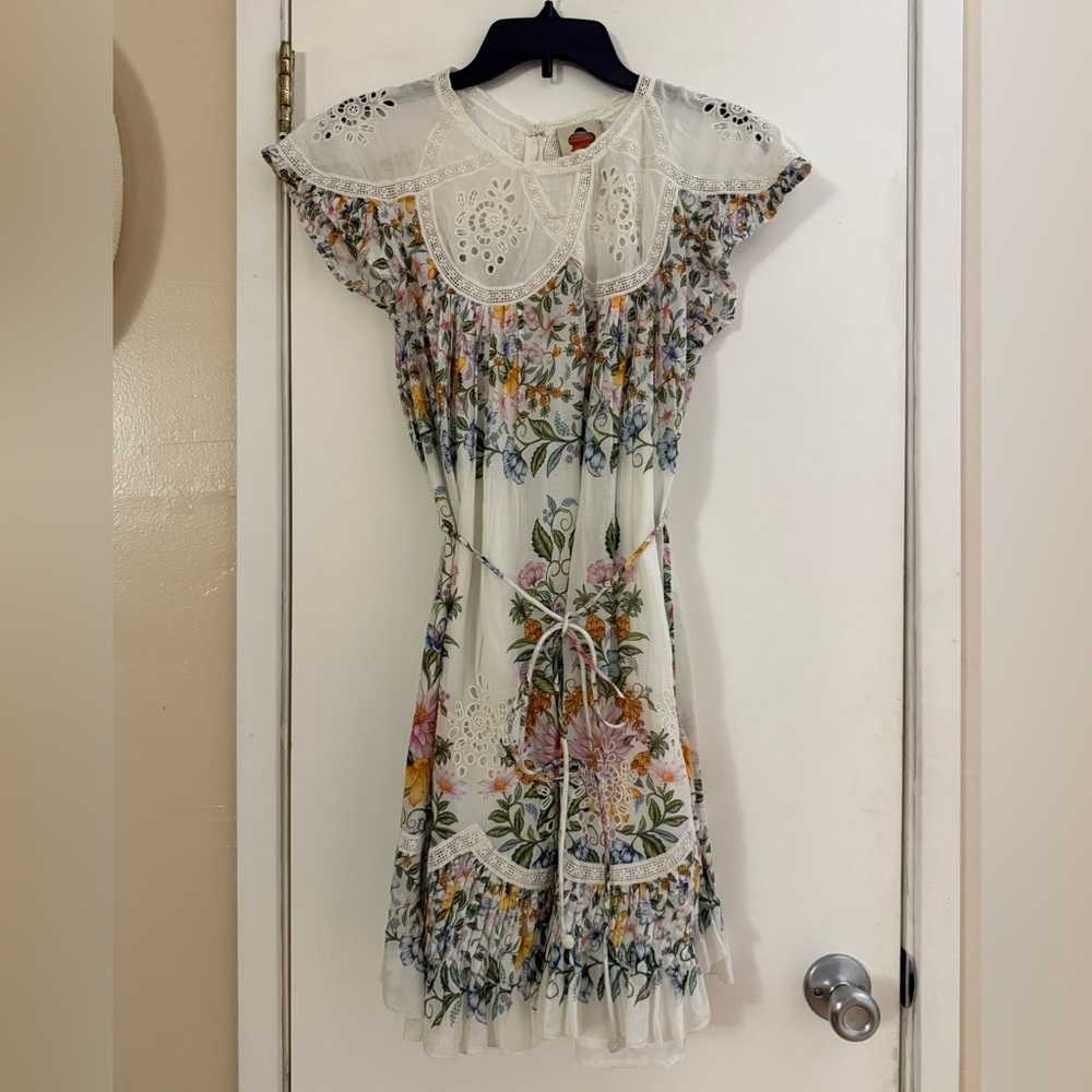 Farm Rio Sweet Bloom Bouquet Short-Sleeve Mini Dress - Picture 2 of 11
